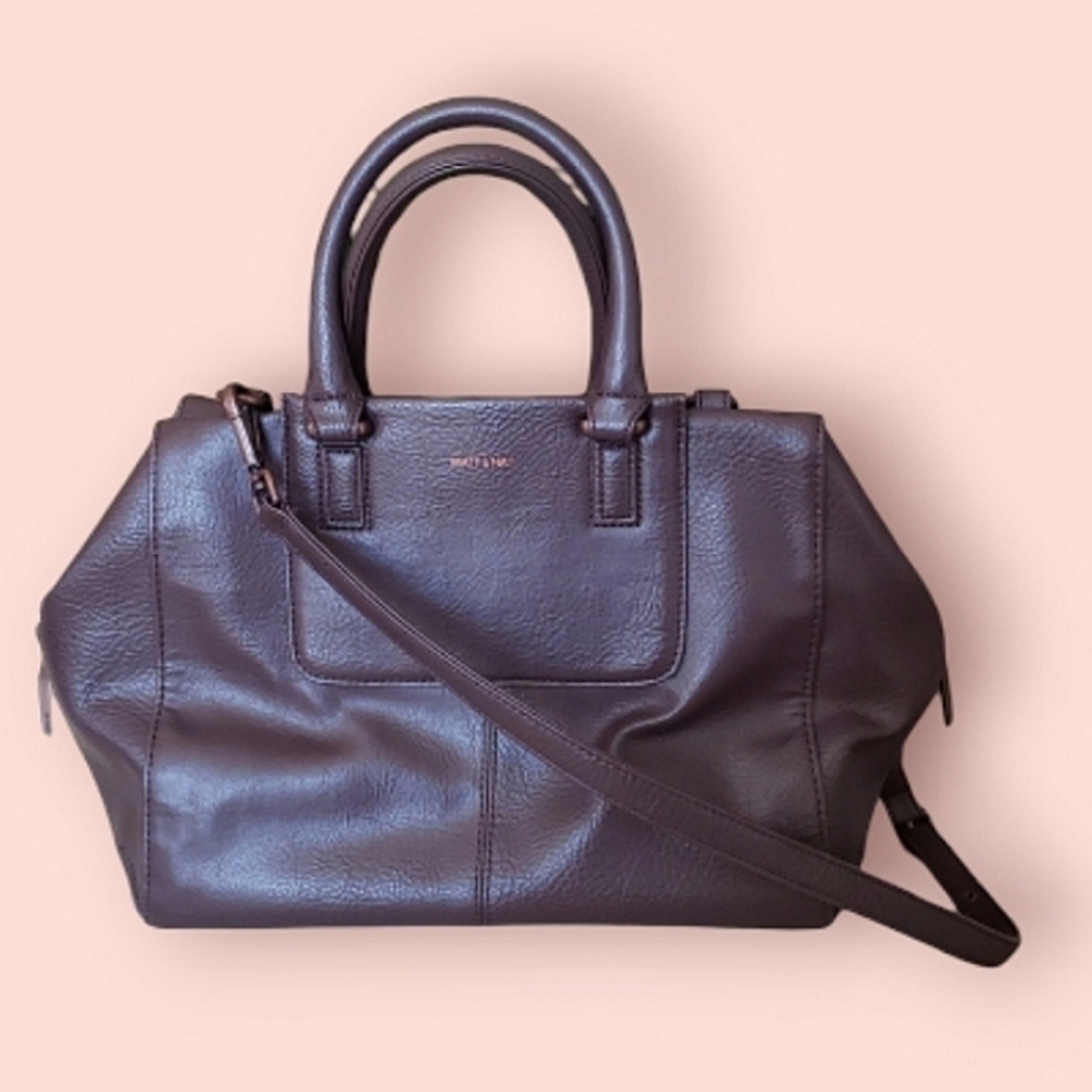 Matt And Nat Vega Elegant Brownish Mauve Leather Handbag With Rose Gold Hardware